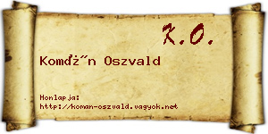 Komán Oszvald névjegykártya